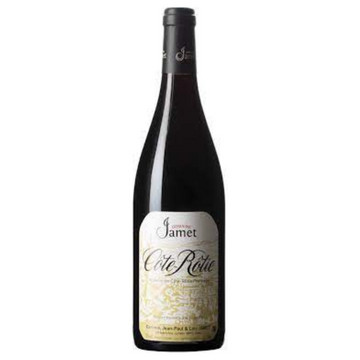 A bottle of Domaine Jamet Côte-Rôtie wine with a label that includes the wine name and the word 'Magnum'.