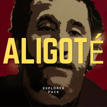 Album cover with a stylized face and 'ALIGOTé' text on a red background